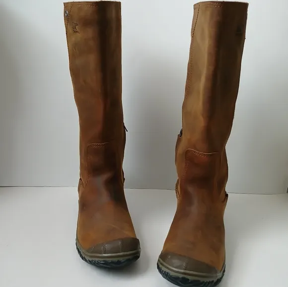 Sorel Slimboot Waterproof Leather Oiled Suede Brown Boots Women's Size 10