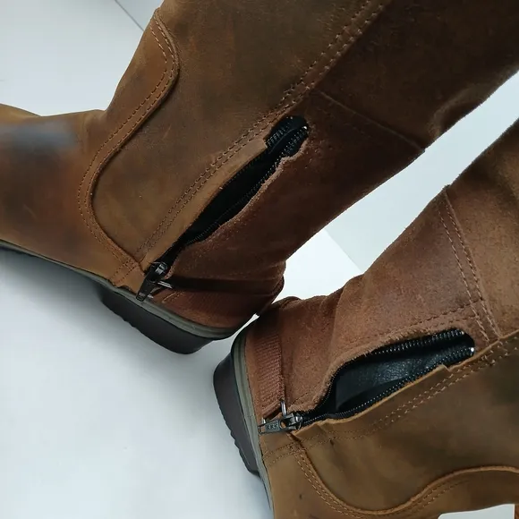 Sorel Slimboot Waterproof Leather Oiled Suede Brown Boots Women's Size 10