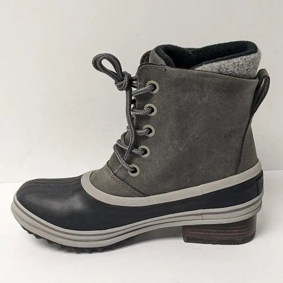 Sorel Slimpack III Lace Winter Boots, Grey Leather, Women's 8.5 M