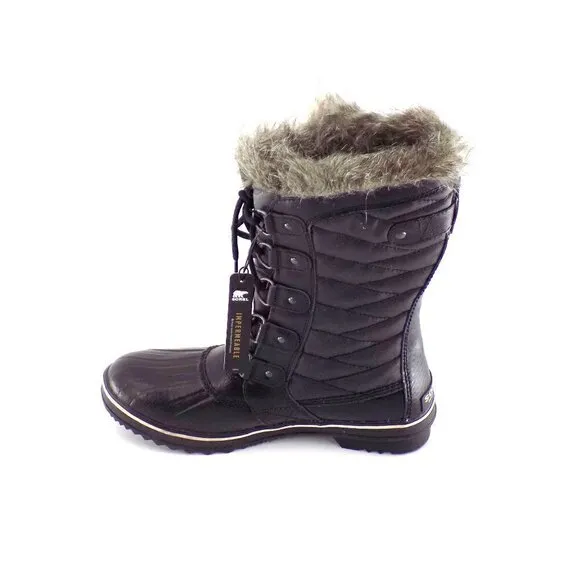 Sorel Tofino II Boots Size 7.5 Waterproof Insulated Black Faux Fur Lace Up