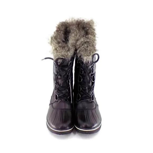 Sorel Tofino II Boots Size 7.5 Waterproof Insulated Black Faux Fur Lace Up
