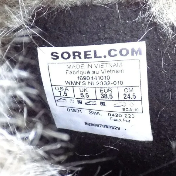 Sorel Tofino II Boots Size 7.5 Waterproof Insulated Black Faux Fur Lace Up