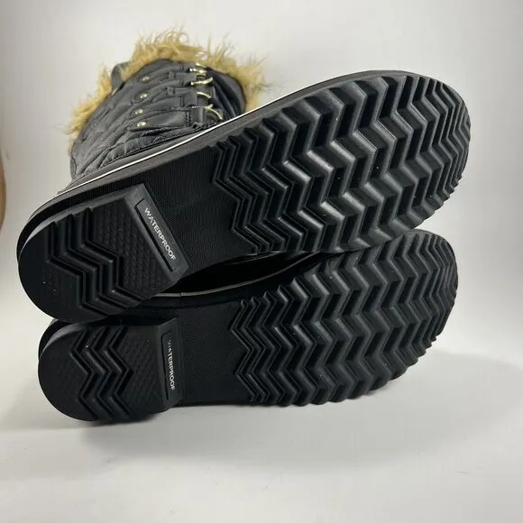 Sorel Tofino II Waterproof Boots Black Womens Size 8 Tall Faux Fur Winter Snow