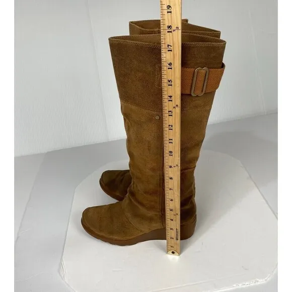 SOREL Toronto Elk Size 9.5 Tan Suede Wedge Heel Knee High Boots 1554661286