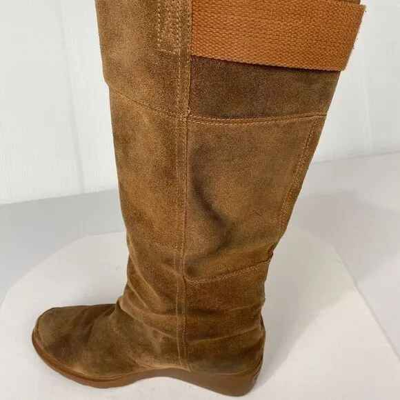SOREL Toronto Elk Size 9.5 Tan Suede Wedge Heel Knee High Boots 1554661286