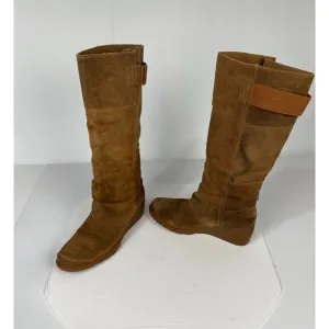SOREL Toronto Elk Size 9.5 Tan Suede Wedge Heel Knee High Boots 1554661286