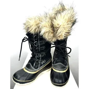 Sorel Womens Boots Joan of Artic Winter Faux Fur Insulated Waterproof Black 7