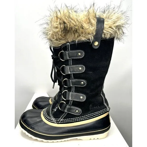 Sorel Womens Boots Joan of Artic Winter Faux Fur Insulated Waterproof Black 7