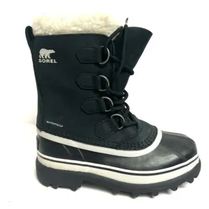 Sorel Women's Caribou Waterproof Snow Boots Black Leather, Size 6 M