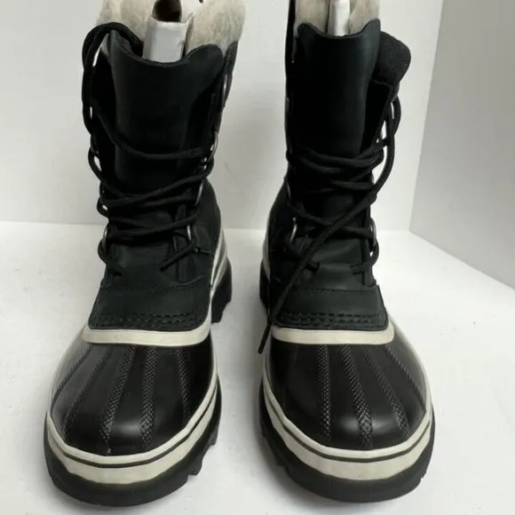 Sorel Women's Caribou Waterproof Snow Boots Black Leather, Size 6 M