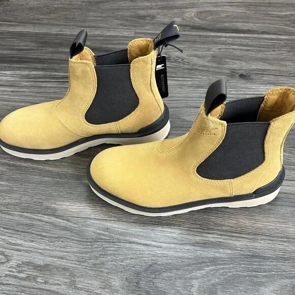 Sorel Womens Hi-Line Chelsea Waterproof Suede Ankle Boots Yellow Size 8.5 NWT