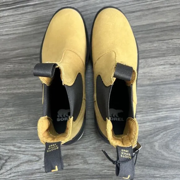 Sorel Womens Hi-Line Chelsea Waterproof Suede Ankle Boots Yellow Size 8.5 NWT