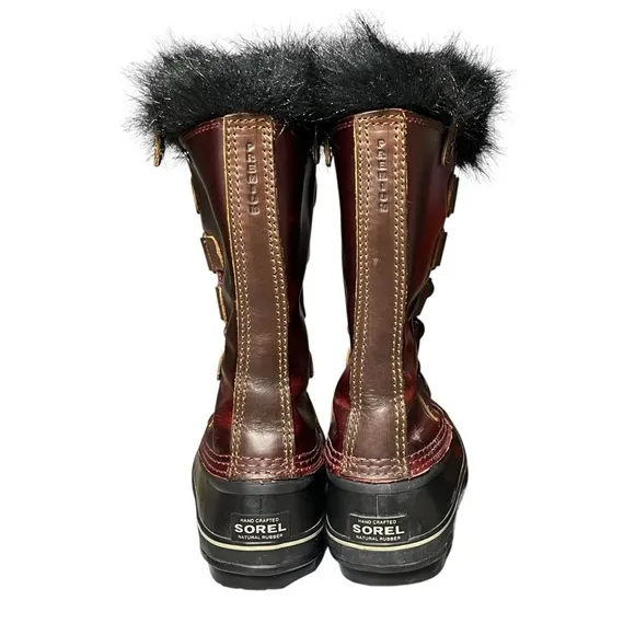 Sorel Womens NL1985 Joan of Arctic Snow Oxblood Waterproof Leather Boots Size 8