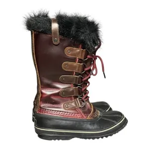 Sorel Womens NL1985 Joan of Arctic Snow Oxblood Waterproof Leather Boots Size 8