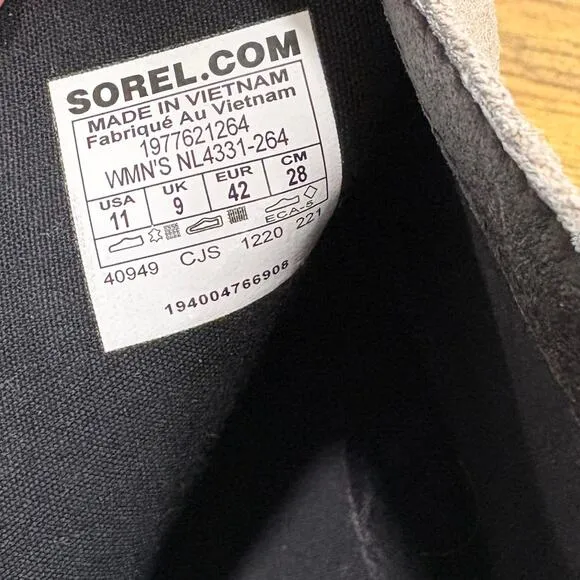 Sorel Womens Size 11 Boots Emelie II Omega Taupe Black Waterproof Suede Chukka