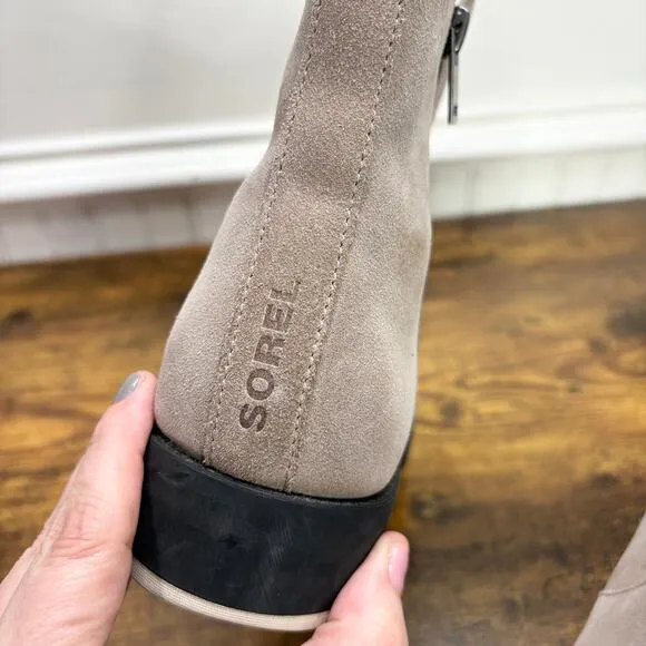 Sorel Womens Size 11 Boots Emelie II Omega Taupe Black Waterproof Suede Chukka
