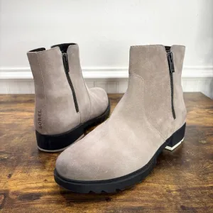 Sorel Womens Size 11 Boots Emelie II Omega Taupe Black Waterproof Suede Chukka