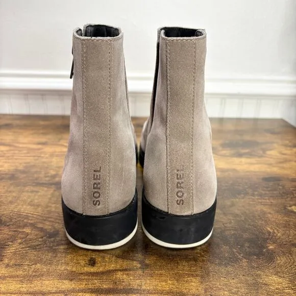 Sorel Womens Size 11 Boots Emelie II Omega Taupe Black Waterproof Suede Chukka