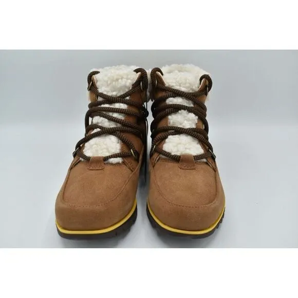 Sorel Womens Size 7 Harlow Lace Cozy Velvet Tan Blackened Brown Waterproof Boots