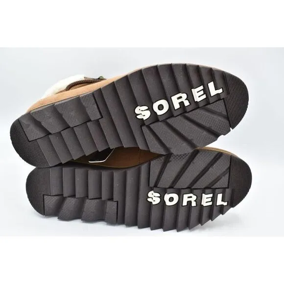 Sorel Womens Size 7 Harlow Lace Cozy Velvet Tan Blackened Brown Waterproof Boots