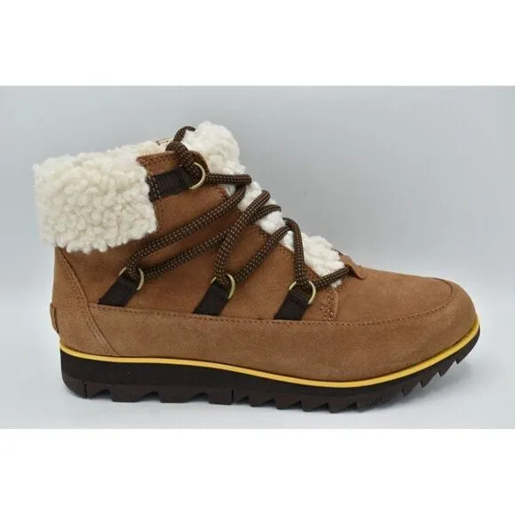 Sorel Womens Size 7 Harlow Lace Cozy Velvet Tan Blackened Brown Waterproof Boots