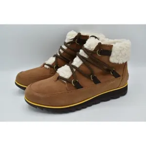 Sorel Womens Size 7 Harlow Lace Cozy Velvet Tan Blackened Brown Waterproof Boots