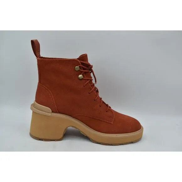 Sorel Womens Size 7.5 Hi-Line Lace Warp Red Tawny Buff Suede Waterproof Boots