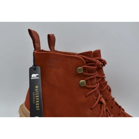 Sorel Womens Size 7.5 Hi-Line Lace Warp Red Tawny Buff Suede Waterproof Boots