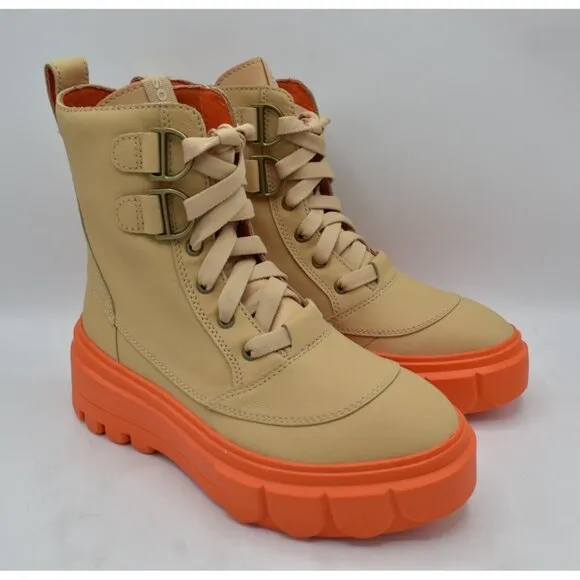 Sorel Womens Size 9.5 Caribou X Ceramic Orange Waterproof Leather Platform Boots