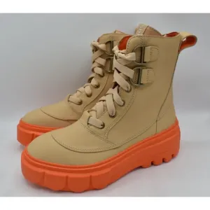 Sorel Womens Size 9.5 Caribou X Ceramic Orange Waterproof Leather Platform Boots