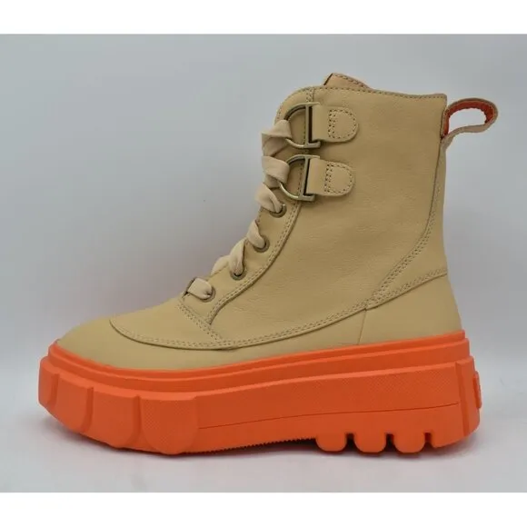 Sorel Womens Size 9.5 Caribou X Ceramic Orange Waterproof Leather Platform Boots