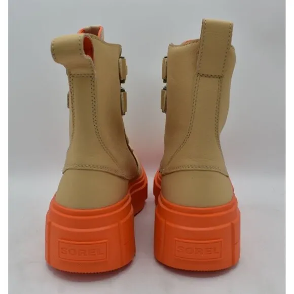 Sorel Womens Size 9.5 Caribou X Ceramic Orange Waterproof Leather Platform Boots