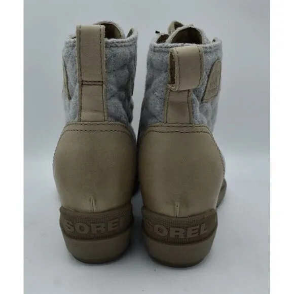Sorel Womens Size 9 Evie II NW Lace Omega Taupe Wet Sand Waterproof Wedge Boots