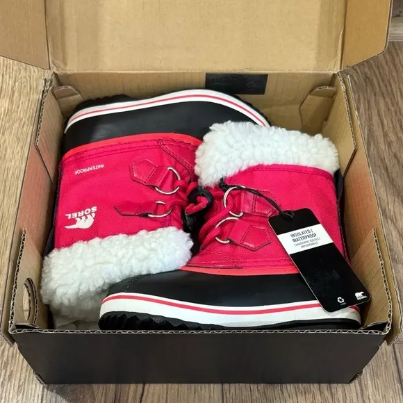 Sorel Yoot Pac Nylon Children's Waterproof Boots Bright Rose Size 9 New In Box