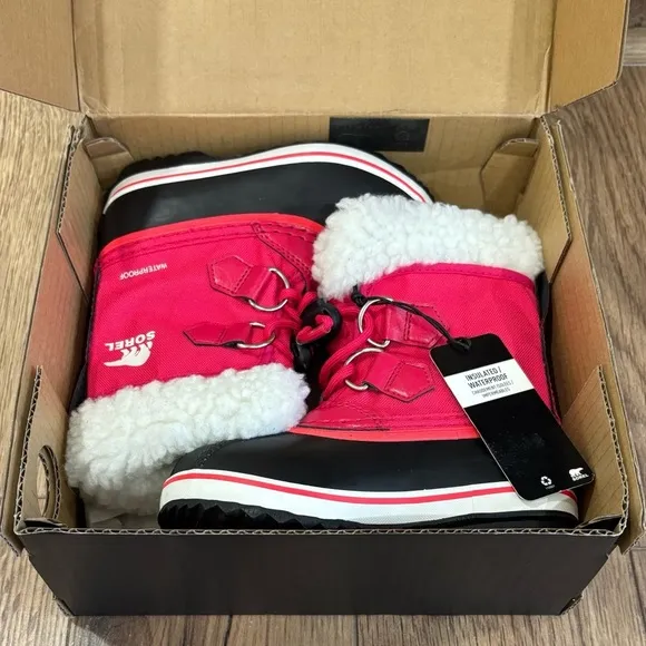 Sorel Yoot Pac Nylon Children's Waterproof Boots Bright Rose Size 9 New In Box