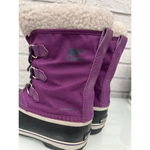 Sorel Yoot Pac Girls Boots Snow Winter Nylon Waterproof Size 3