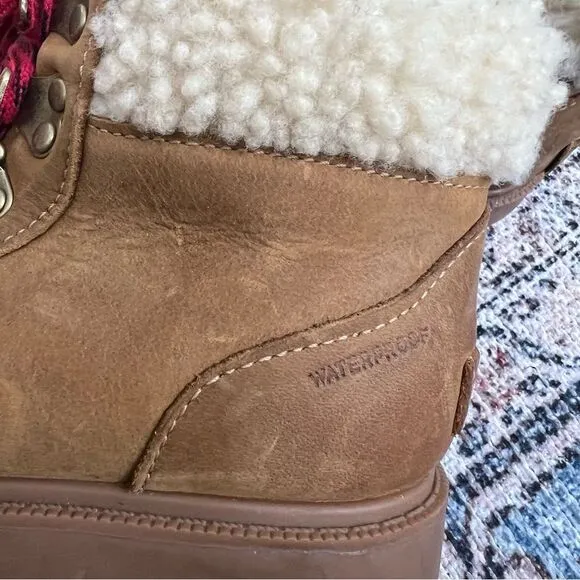 Sorel Ainsley Conquest Brown Boots Shearling Waterproof Leather High Top Boot 8