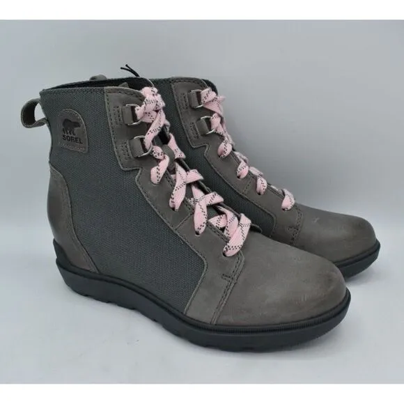 Sorel Women Size 8 Evie II NW Lace Quarry Grill Waterproof Wedge Booties Boots
