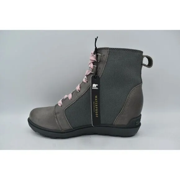 Sorel Women Size 8 Evie II NW Lace Quarry Grill Waterproof Wedge Booties Boots