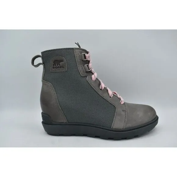 Sorel Women Size 8 Evie II NW Lace Quarry Grill Waterproof Wedge Booties Boots
