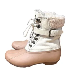 Sperry Duck Boots Womens 8 Leather Rubber Genuine Shearling Lined Waterproof
