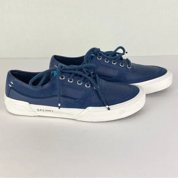 Sperry Men's Navy Blue And White Soletide Lace-up Sneakers Size 8