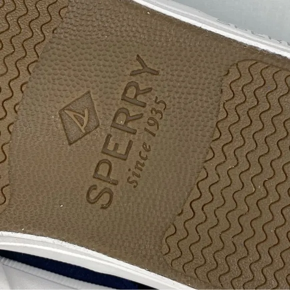 Sperry Men's Navy Blue And White Soletide Lace-up Sneakers Size 8