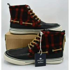 Sperry Mens Size 11.5 Bahama Black Red Checkered Waterproof Storm Boots STS23092