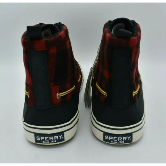 Sperry Mens Size 11.5 Bahama Black Red Checkered Waterproof Storm Boots STS23092