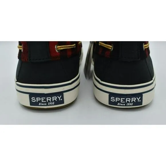Sperry Mens Size 11.5 Bahama Black Red Checkered Waterproof Storm Boots STS23092