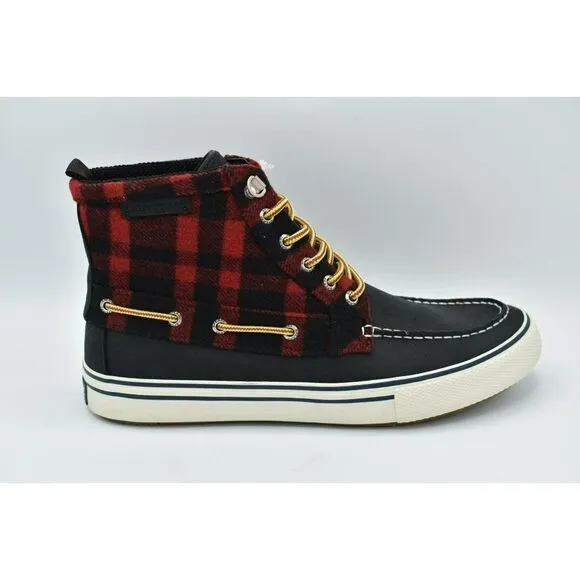 Sperry Mens Size 11.5 Bahama Black Red Checkered Waterproof Storm Boots STS23092