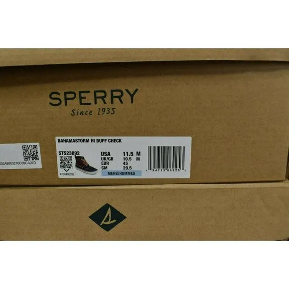 Sperry Mens Size 11.5 Bahama Black Red Checkered Waterproof Storm Boots STS23092