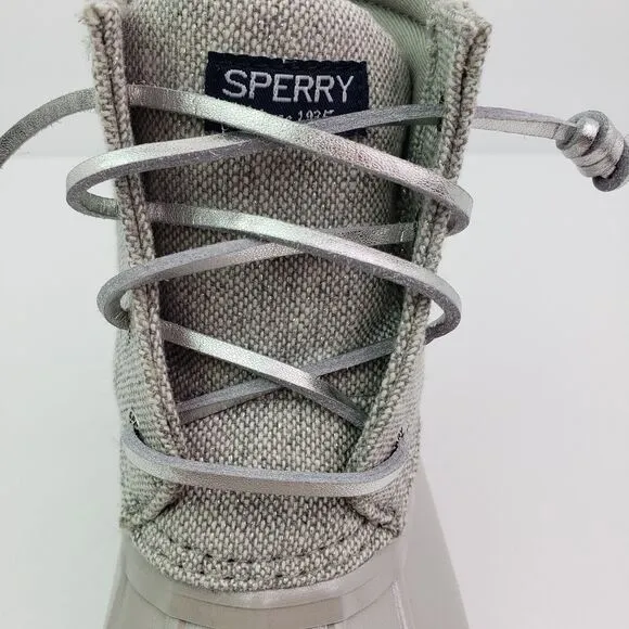 Sperry Top Sider Saltwater Youth Girls Sz 3Y Silver Waterproof Duck Boots