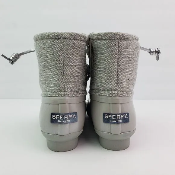Sperry Top Sider Saltwater Youth Girls Sz 3Y Silver Waterproof Duck Boots